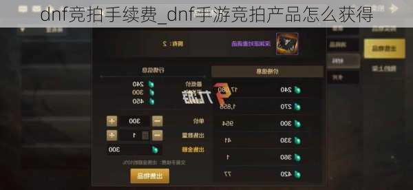 dnf竞拍手续费_dnf手游竞拍产品怎么获得