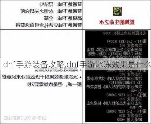 dnf手游装备攻略,dnf手游冰冻效果是什么