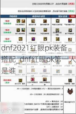 dnf2021红眼pk装备搭配_dnf红眼pk第一人是谁