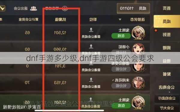 dnf手游多少级,dnf手游四级公会要求