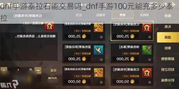 dnf手游泰拉石能交易吗_dnf手游100元能充多少泰拉