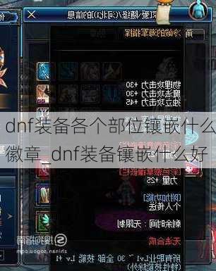 dnf装备各个部位镶嵌什么徽章_dnf装备镶嵌什么好