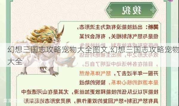 幻想三国志攻略宠物大全图文,幻想三国志攻略宠物大全