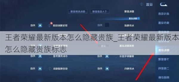 王者荣耀最新版本怎么隐藏贵族_王者荣耀最新版本怎么隐藏贵族标志