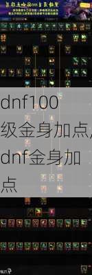 dnf100级金身加点,dnf金身加点