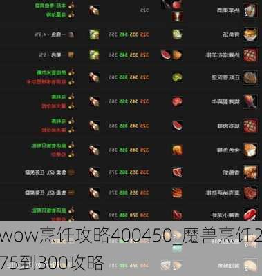 wow烹饪攻略400450_魔兽烹饪275到300攻略