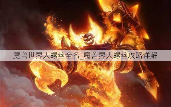 魔兽世界大螺丝全名_魔兽界大螺丝攻略详解