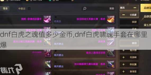 dnf白虎之魂值多少金币,dnf白虎啸魂手套在哪里爆