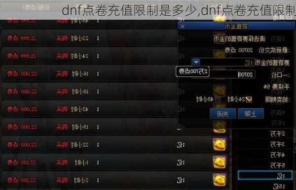 dnf点卷充值限制是多少,dnf点卷充值限制