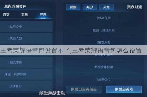 王者荣耀语音包设置不了,王者荣耀语音包怎么设置
