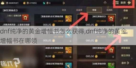 dnf纯净的黄金增幅书怎么获得,dnf纯净的黄金增幅书在哪领