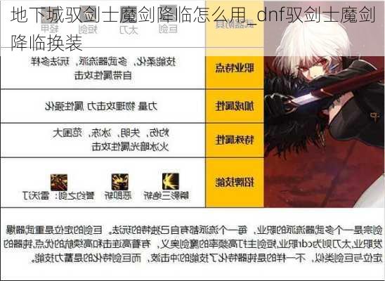 地下城驭剑士魔剑降临怎么用_dnf驭剑士魔剑降临换装