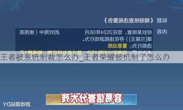 王者被系统制裁怎么办_王者荣耀被机制了怎么办