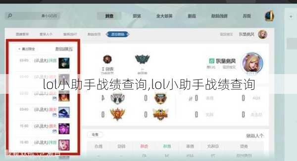 lol小助手战绩查询,lol小助手战绩查询