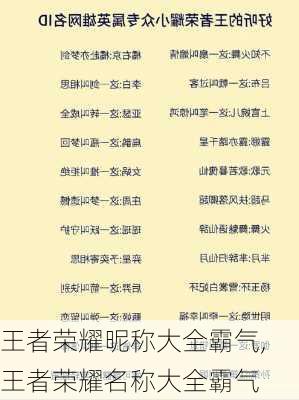 王者荣耀昵称大全霸气,王者荣耀名称大全霸气